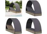 Vidaxl Lettino Prendisole Con Tetto Rotondo Grigio 211X57X140 Cm In Poly Rattan - Lettino Prendisole - Lettino Prendisole - Lettino Da Giorno
