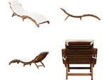Vidaxl Lettino Con Cuscino In Legno Massiccio Di Acacia Crema - Sdraio - Sedie A Sdraio - Lettino - Sdraio