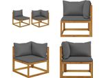 Vidaxl Set Di Divani 2 Pezzi Con Cuscini Grigio Scuro In Legno Massiccio Di Acacia - Set Di Divani - Set Di Divani - Divani In Legno - Divani In Legno