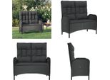Vidaxl Panca Da Giardino Con Funzione Reclinabile E Cuscini 107Cm In Poly Rattan Nero - Panca Da Giardino - Panche Da Giardino - Panca Relax Da Giardino - Panca Relax