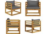 Vidaxl Sedia Da Giardino Con Cuscini Grigio Scuro In Legno Massiccio Di Acacia - Sedia Da Giardino - Sedie Da Giardino - Sedia Da Giardino In Legno - Sedie Da Giardino In Legno