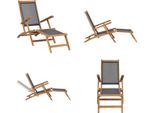 Vidaxl Sedia A Sdraio Con Poggiapiedi In Legno Massiccio Teak Nero - Sedia A Sdraio - Sedia Pieghevole - Sedie Pieghevoli