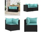 Vidaxl Divani Angolari Da Giardino Con Cuscini 2 Pz. Poli Rattan Nero - Divano Ad Angolo - Divani Ad Angolo - Divano - Divano Da Esterno