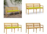 Vidaxl Panca Batavia Con Cuscino Verde Chiaro 150 Cm In Teak Massiccio - Panca - Panche - Panca Da Giardino - Panca Da Salotto