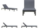 Vidaxl Lettino Con Cuscino In Polirattan Antracite - Sedia A Sdraio - Sedie A Sdraio - Lounger - Loungers
