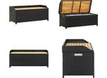 Vidaxl Panca Con Vano Portaoggetti 120 Cm In Poly Rattan Nero - Panca Portaoggetti - Panca Portaoggetti Da Giardino - Panche Portaoggetti Da Giardino