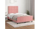 The Living Store Struttura Letto Con Testiera Rosa 120X200 Cm In Velluto