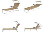 Vidaxl Lettino Prendisole Pieghevole Con Protezione Solare Acciaio Taupe - Lettino Prendisole - Lettino Prendisole - Lettino Prendisole Con Tetto - Lettino Prendisole Con Tetto