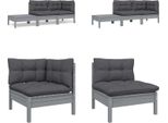 Vidaxl Set Salotto Da Giardino 3 Pezzi Con Cuscini In Legno Di Pino Massiccio Grigio - Set Salotto Da Giardino - Set Salotto Da Giardino - Set Mobili Da Giardino - Set Mobili Da Giardino
