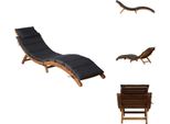 Vidaxl Lettino Con Cuscino In Legno Massiccio Di Acacia Grigio Scuro - Lettini Prendisole