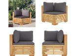 Vidaxl Divano Da Giardino Angolare Con Cuscini Grigio Scuro In Teak Massiccio - Divano Angolare - Divani Angolari - Divano - Divano Da Esterno