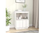 The Living Store Credenza Bianca 60X34X75 Cm In Legno Di Pino Massiccio