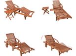Vidaxl Lettino Con Tavolo In Legno Massiccio Di Acacia - Lettino E Tavolo - Lettini E Tavoli - Lettino - Sedie A Sdraio