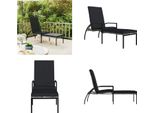 Vidaxl Lettino Con Poggiapiedi In Rattan Pe Grigio - Lettino - Sedia A Sdraio - Chaise Longue - Sedia Da Giardino