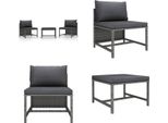Vidaxl Set Di Divani Da Giardino 3 Pezzi Con Cuscini In Poly Rattan Grigio - Set Di Divani Da Giardino - Set Di Divani Da Giardino - Set Di Mobili Da Giardino - Set Di Mobili Da Giardino