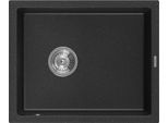 Mexen Pedro Lavello In Granito 1 Vasca 560 X 460 Mm, Nero/Argento Metallizzato, Sifone Cromato - 6508561000-73