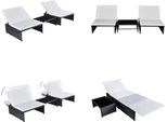 Vidaxl Lettini Prendisole 2 Pezzi Con Tavolo In Rattan Nero - Lettino Prendisole - Lettini Prendisole - Altalena Hollywood - Altalene Hollywood