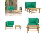 Vidaxl Set Salotto Da Giardino 2 Pezzi Con Cuscini Verdi In Bambù - Set Salotto Da Giardino - Set Salotto Da Giardino - Set Mobili Da Giardino