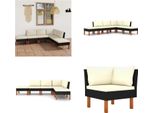 vidaXL 6 tlg. Garten Lounge Set mit Kissen Poly Rattan Schwarz - Garten-Sofa-Set - Garten-Sofa-Sets - Gartenmöbel Set - Gartenmöbel Sets