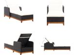 Vidaxl Lettino In Polirattan E Legno Massiccio Acacia Nero - Lettino Da Giardino - Lettini Da Giardino - Lettino Da Sole - Lettini Da Sole