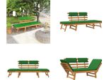 Vidaxl Panca Da Giardino Con Cuscini 2 In 1 190 Cm In Legno Massiccio Di Acacia - Panca Da Giardino - Panche Da Giardino - Panche Da Giardino In Legno - Panche Da Giardino In Legno