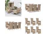 Vidaxl Set Da Pranzo Da Giardino 7 Pezzi Con Cuscini In Poly Rattan Beige - Set Da Pranzo Da Giardino - Set Da Pranzo Da Giardino - Set Da Pranzo Da Terrazza
