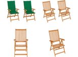 Vidaxl Sedie Da Giardino 2 Pezzi Con Cuscini Verdi In Legno Massiccio Di Teak - Sedia Da Giardino - Sedie Da Giardino - Poltrona Da Giardino - Sedia Pieghevole