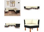 vidaXL 9 tlg. Garten Lounge Set mit Kissen Poly Rattan Schwarz - Garten-Sofa-Set - Garten-Sofa-Sets - Gartenmöbel Set - Gartenmöbel Sets