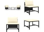 Vidaxl Set Di Divani Da Giardino 3 Pezzi Con Cuscini In Poly Rattan Nero - Set Di Divani Da Giardino - Set Di Divani Da Giardino - Set Di Mobili Da Giardino - Set Di Mobili Da Giardino