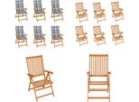 Vidaxl Sedie Da Giardino 6 Pz. Cuscini A Quadri Grigi In Teak Massiccio - Sedia Da Giardino - Sedie Da Giardino - Poltrona Da Giardino - Sedia Pieghevole