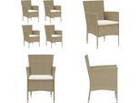 Vidaxl Sedie Da Pranzo Da Giardino 4 Pz. Poly Rattan Beige - Sedia Da Giardino - Sedie Da Giardino - Poltrona Da Giardino - Sedia Da Pranzo