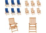 Vidaxl Sedie Da Giardino 6 Pezzi Con Cuscini Blu Reale In Legno Massiccio Di Teak - Sedia Da Giardino - Sedie Da Giardino - Poltrona Da Giardino - Sedia Pieghevole