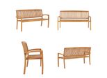 Vidaxl Panca Da Giardino Impilabile A 3 Posti 159 Cm In Teak Massiccio - Panca - Panche - Panche Da Giardino - Panche Da Giardino