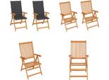 Vidaxl Sedie Da Giardino 2 Pezzi Con Cuscini Antracite In Legno Massiccio Di Teak - Sedia Da Giardino - Sedie Da Giardino - Poltrona Da Giardino - Sedia Pieghevole