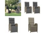 Vidaxl Sedia Reclinabile Da Giardino Con Cuscino 2 Pz. Poly Rattan Grigio - Poltrona Reclinabile Da Esterno - Poltrona Reclinabile Da Giardino - Sedia Da Giardino - Sedia Da Giardino