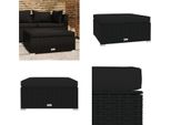 Vidaxl Sgabello Da Giardino Con Cuscino Nero 70X70X30 Cm Poly Rattan - Sgabello Da Giardino - Sgabello Da Giardino - Poggiapiedi - Ottomana