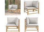 Vidaxl Divano Da Giardino Ad Angolo Con Cuscini Grigio Chiaro Bambù - Divano Da Giardino Ad Angolo - Divani Da Giardino Ad Angolo - Divano Da Esterno Ad Angolo - Divano Da Terrazzo Ad Angolo