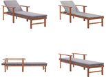 Vidaxl Lettino Con Cuscino In Poly Rattan Acacia Legno Massiccio Grigio - Lettino Da Giardino - Lettini Da Giardino - Lettino Da Sole - Lettini Da Sole