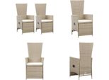 Vidaxl Sedie A Sdraio Da Giardino 2 Pezzi Con Cuscini In Poly Rattan Beige - Sedia Da Esterno - Sedie Da Esterno - Sedia Da Giardino - Sedie Da Giardino
