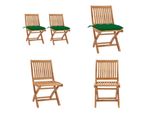 Vidaxl Sedie Da Giardino 2 Pezzi Con Cuscini Verdi In Legno Massiccio Di Teak - Sedia Da Giardino - Sedie Da Giardino - Sedia Da Giardino Di Legno - Sedie Da Giardino Di Legno