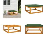 Vidaxl Sgabello Da Giardino Con Cuscino Verde In Legno Massiccio Di Acacia - Sgabello Da Giardino - Poggiapiedi - Poggiapiedi - Poggiapiedi