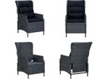 Vidaxl Sedia Da Giardino Regolabile Con Cuscini In Poly Rattan Grigio Scuro - Sedia Da Esterno - Sedie Da Esterno - Sedia Da Giardino - Sedie Da Giardino