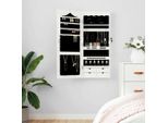 The Living Store Armadio Portagioie Con Specchio A Parete Bianco 37,5X10X90 Cm