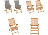 Vidaxl Sedie Da Giardino 2 Pezzi Con Cuscini Grigi In Legno Massiccio Di Teak - Sedia Da Giardino - Sedie Da Giardino - Poltrona Da Giardino - Sedia Pieghevole