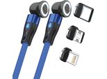 Realpower Cavo Magnetico, 1 M, 2X Magnetico, Blu Con Adattatori
