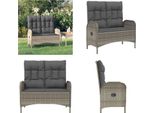 Vidaxl Panca Da Giardino Con Funzione Reclinabile E Cuscini 107 Cm In Poly Rattan Grigio - Panca Da Giardino - Panche Da Giardino - Panca Relax Da Giardino - Panca Relax