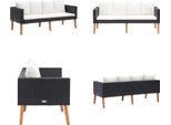 Vidaxl Divano Da Giardino A 2 Posti Con Cuscini In Poly Rattan Nero - Divano Da Giardino - Divani Da Giardino - Divano - Divani