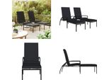 Vidaxl Lettini 2 Pezzi Con Poggiapiedi Pe Rattan Grigio - Lettino - Sdraio - Chaise Longue - Sedia Da Giardino