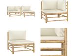 Vidaxl Set Salotto Da Giardino 2 Pezzi Con Cuscini Crema Bianco Bambù - Set Salotto Da Giardino - Set Salotto Da Giardino - Mobili Da Giardino - Set Mobili Da Giardino