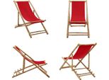 Vidaxl Sedia A Sdraio In Bambù E Tela Rossa - Sedia Da Spiaggia - Sedia Da Giardino - Sedie Da Giardino